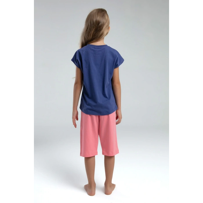 KIZ GARSON KAPRİ TAKIM - KOYU İNDİGO