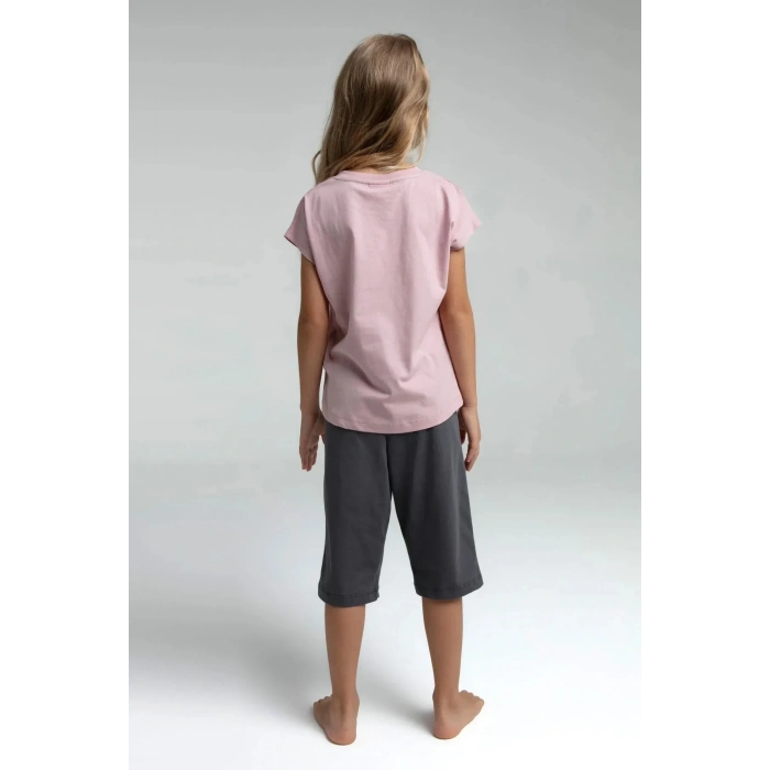 KIZ GARSON KAPRİ TAKIM - SOFT PEMBE