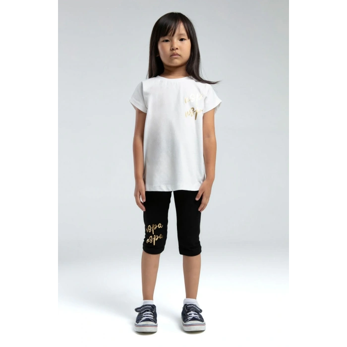 KIZ GARSON KAPRİ TAYT TAKIM - Beyaz