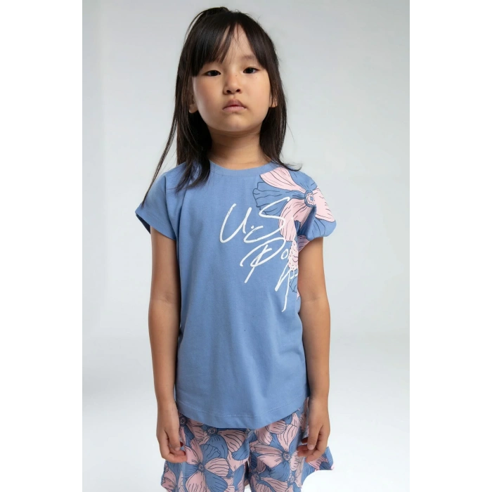 KIZ GARSON ŞORT TAKIM - AÇIK İNDİGO