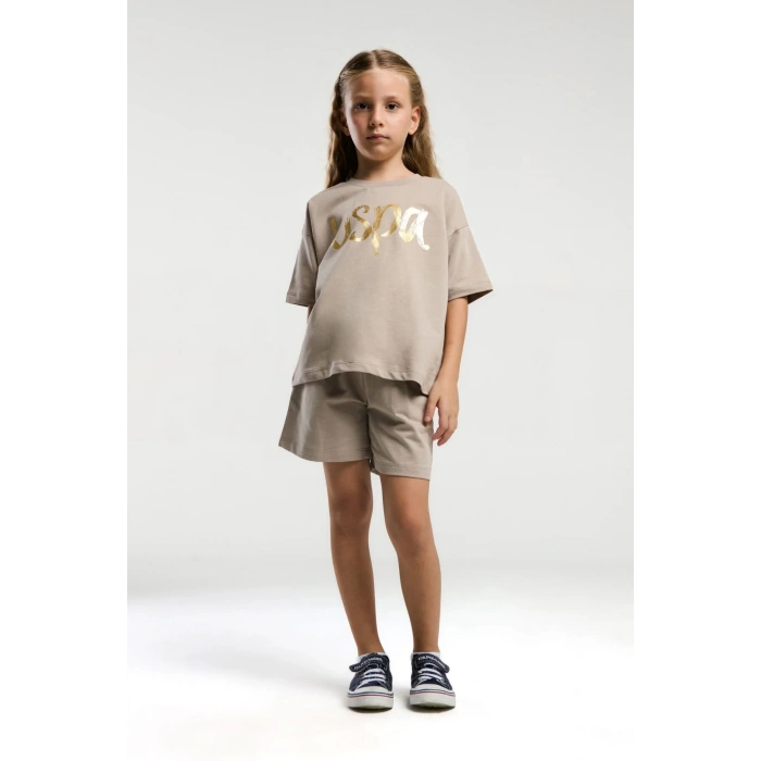 KIZ GARSON ŞORT TAKIM - KUM