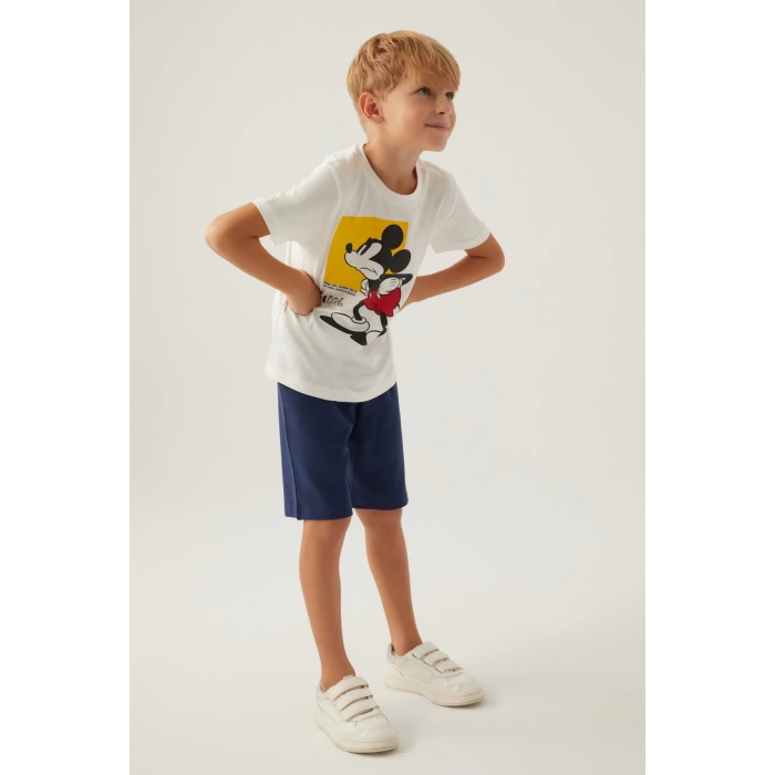 MICKEY MOUSE ERKEK ÇOCUK BERMUDA TAKIM - KREM