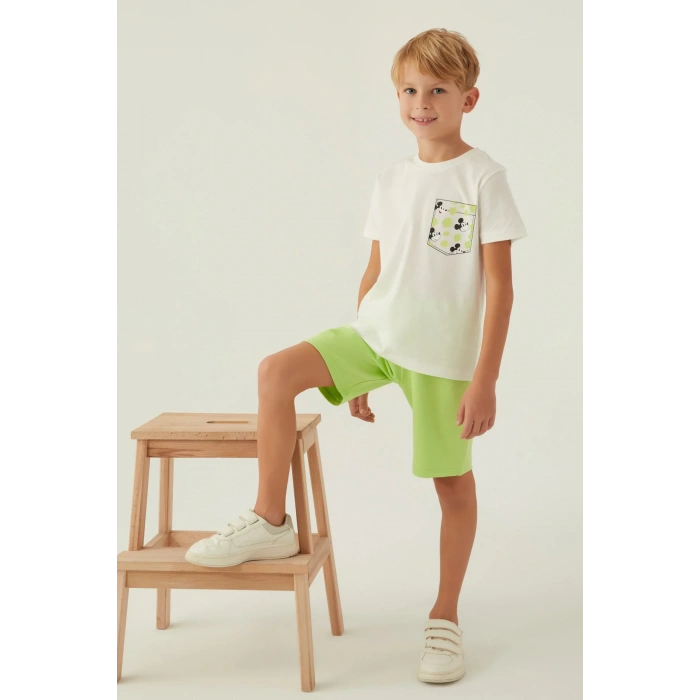 MICKEY MOUSE ERKEK ÇOCUK BERMUDA TAKIM - KREM
