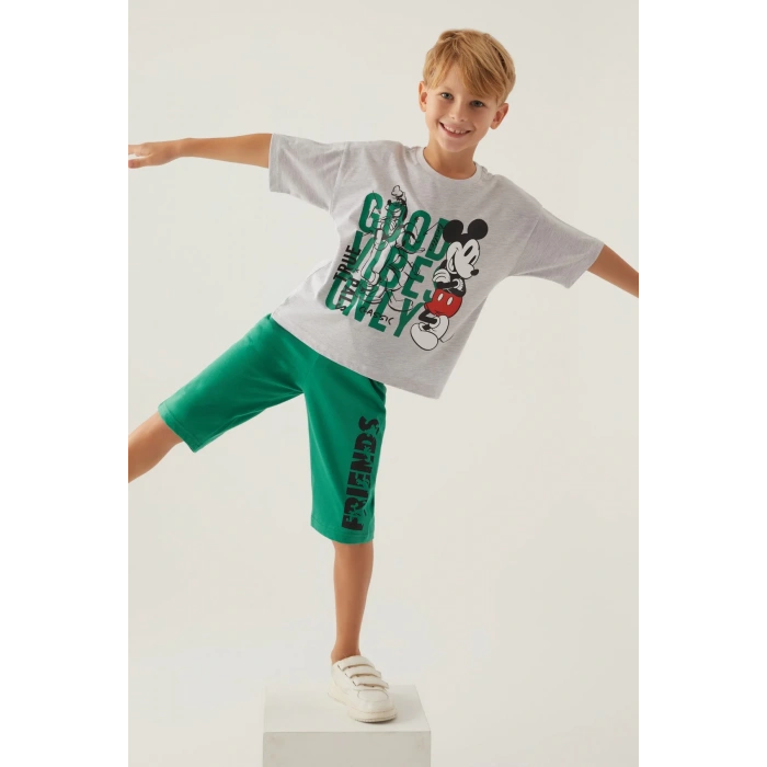MICKEY MOUSE ERKEK ÇOCUK KAPRİ TAKIM - KAR MELANJ