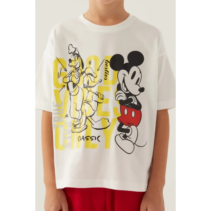 MICKEY MOUSE ERKEK ÇOCUK KAPRİ TAKIM - KREM