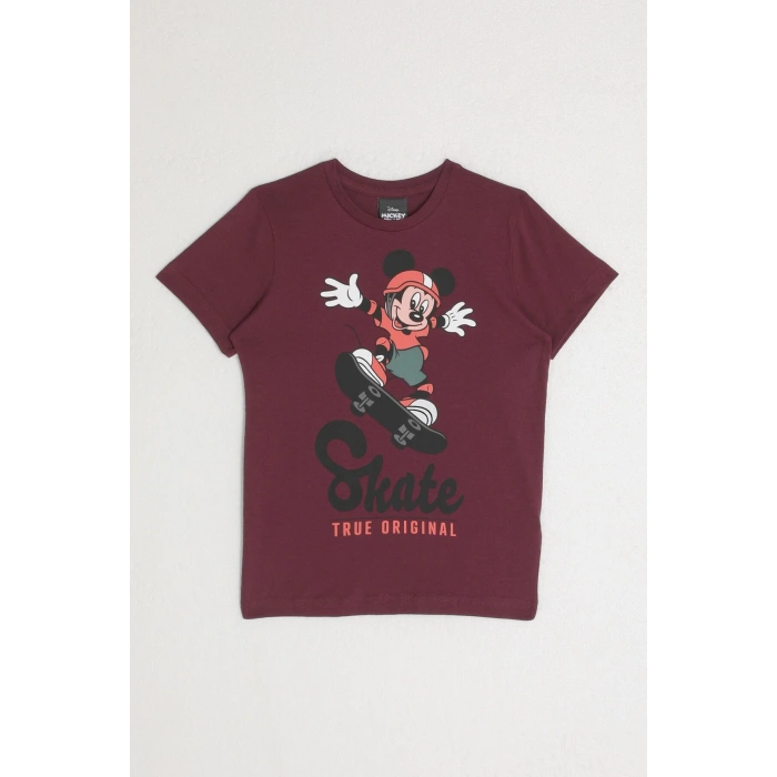 MICKEY MOUSE ERKEK ÇOCUK T-SHIRT - BORDO