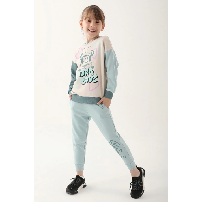 MINNIE MOUSE KIZ ÇOCUK EŞOFMAN TAKIMI - BEJ