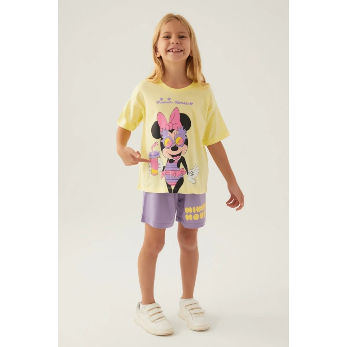 MINNIE MOUSE KIZ ÇOCUK ŞORT TAKIM - AÇIK SARI