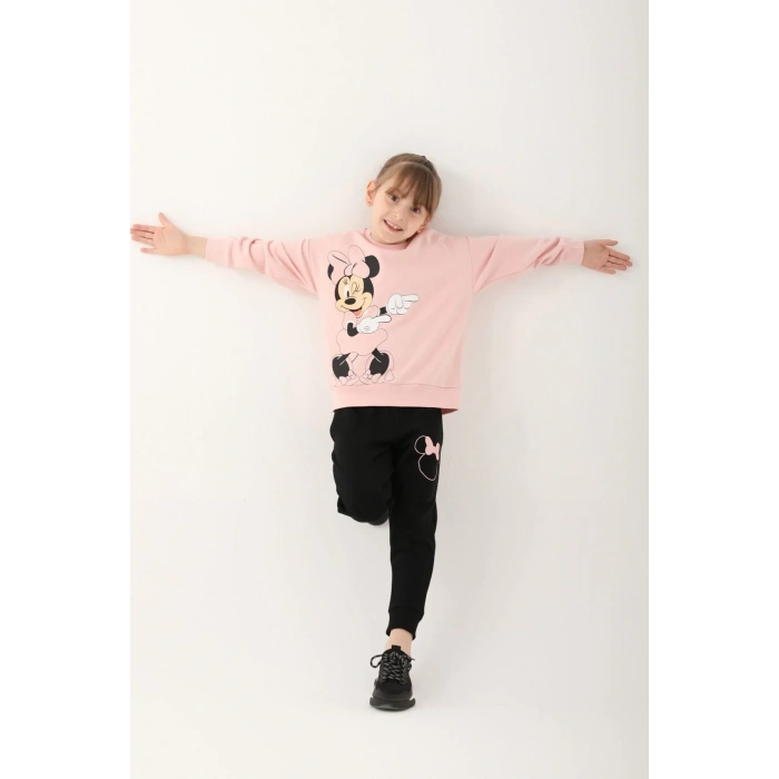 MINNIE MOUSE KIZ GARSON EŞOFMAN TAKIMI - PUDRA