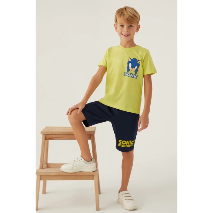 MODERN SONIC ERKEK ÇOCUK BERMUDA TAKIM - FISTIK YEŞİLİ