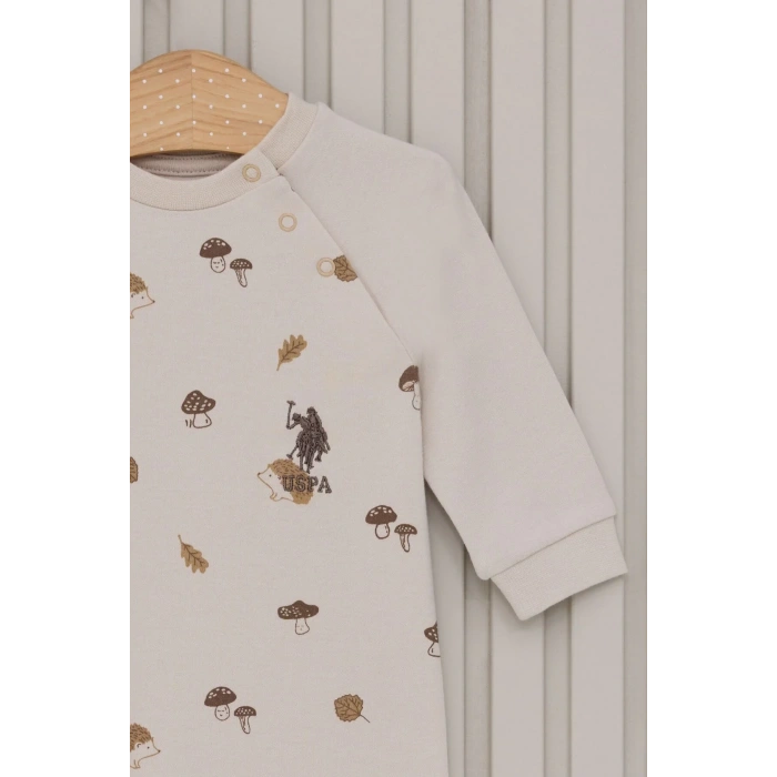 US POLO ERKEK BEBEK UZUN KOLLU PATİKSİZ TULUM - KREM