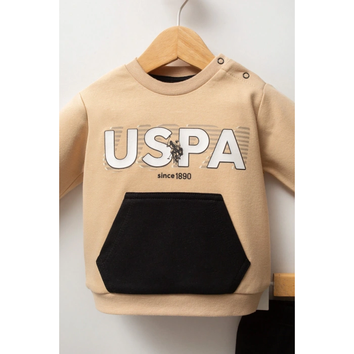 U.S.POLO ASSN ERKEK BEBEK 2Lİ TAKIM - BEJ