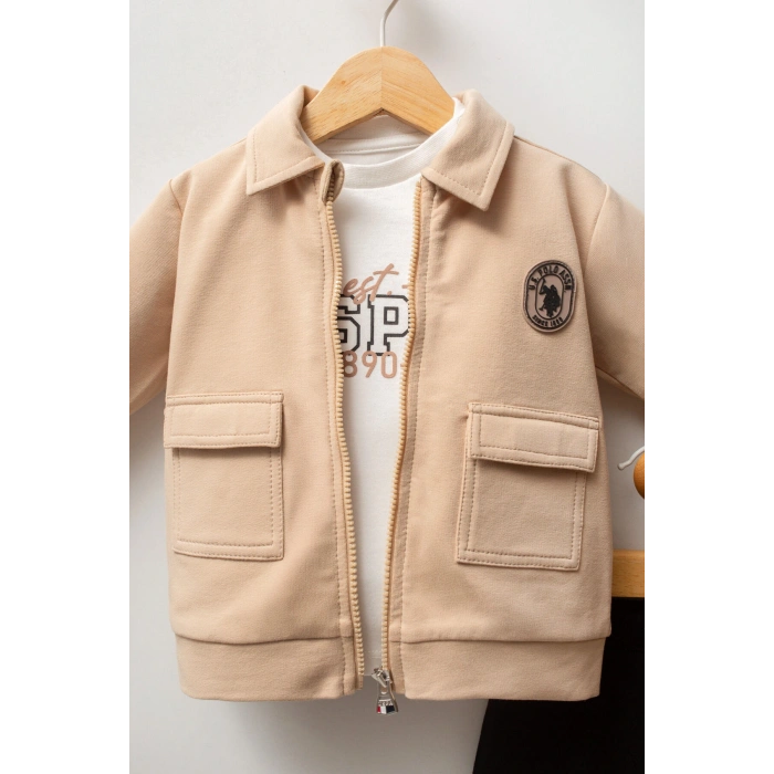 U.S.POLO ASSN ERKEK BEBEK 3 LÜ TAKIM - BEJ