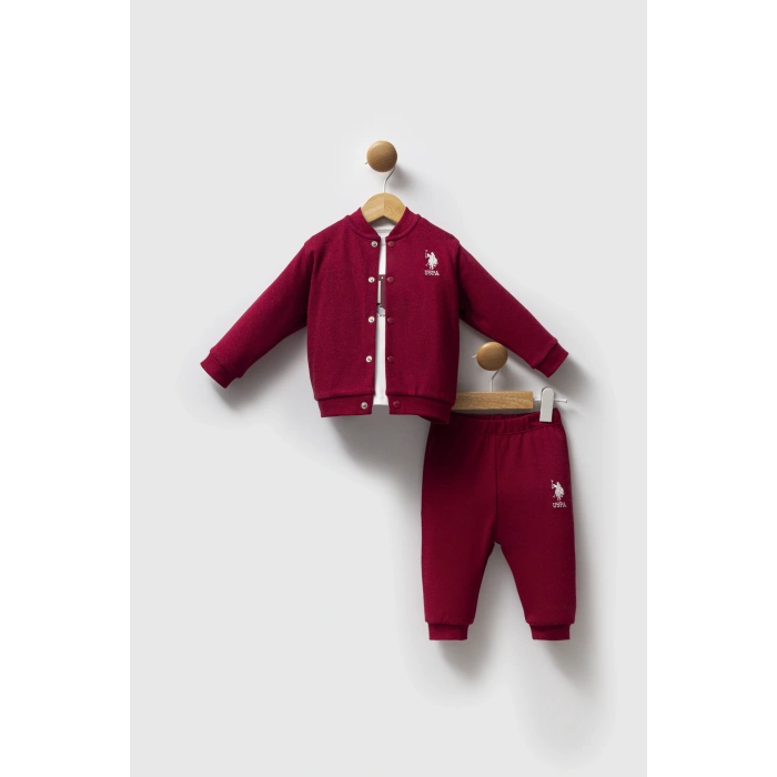 U.S.POLO ASSN ERKEK BEBEK 3LÜ TAKIM - BORDO