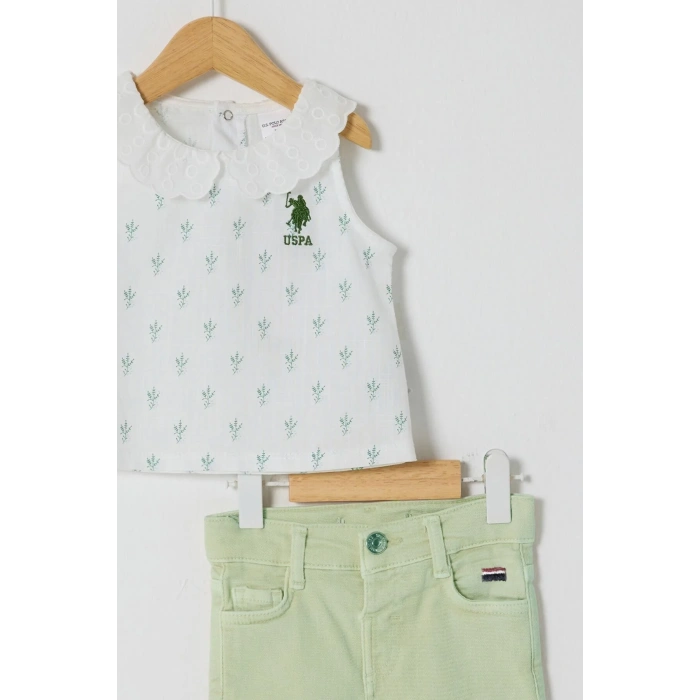 U.S.POLO ASSN. KIZ BEBEK 2Lİ KISA KOL TSHIRT TAKIM - Beyaz