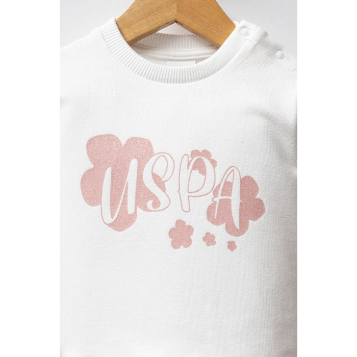 U.S.POLO ASSN KIZ BEBEK 2Lİ TAKIM - BEYAZ-PUDRA