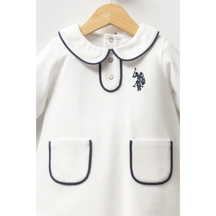 U.S.POLO ASSN KIZ BEBEK PİKE ELBİSE - Beyaz