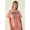 YALE KADIN TEK ÜST - RETRO PEMBE