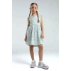 KIZ ÇOCUK ELBİSE - BEYAZ/SU YEŞİLİ