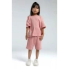 KIZ ÇOCUK BERMUDA TAKIM - RETRO PEMBE