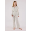 KIZ GARSON GÖMLEK PİJAMA TAKIMI - ÇAY YEŞİLİ