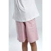KIZ GARSON BERMUDA TAKIM - BEYAZ/SOFT PEMBE
