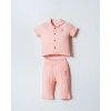 U.S POLO ASSN. KIZ BEBEK GÖMLEK PİJAMA TAKIM - PUDRA