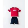 U.S.POLO ASSN. ERKEK BEBEK ŞORT T-SHIRT TAKIM - KIRMIZI