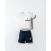 U.S.POLO ASSN. ERKEK BEBEK ŞORT T-SHIRT TAKIM - BEYAZ-LACİVERT