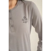 PIERRE CARDIN KADIN UZUN KOLLU PİJAMA TAKIMI - ORTA GRİ