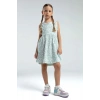 KIZ ÇOCUK ELBİSE - BEYAZ/SU YEŞİLİ