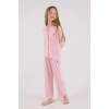 KIZ ÇOCUK GÖMLEK PİJAMA TAKIMI - AÇIK FUŞYA