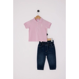 U.S.POLO KIZ BEBEK 2Lİ TSHIRT TAKIM - TOZ PEMBE