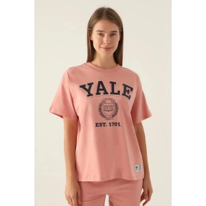 YALE KADIN TEK ÜST - RETRO PEMBE