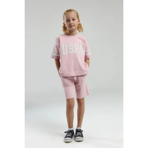 KIZ GARSON BERMUDA TAKIM - TOZ PEMBE