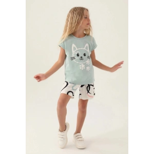 KIZ ÇOCUK ŞORT TAKIM - SU YEŞİLİ