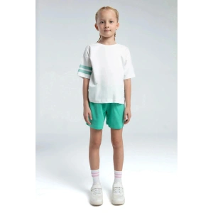 KIZ ÇOCUK ŞORT TAKIM - BEYAZ/MİNT