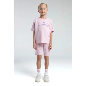 KIZ ÇOCUK BERMUDA TAKIM - TOZ PEMBE