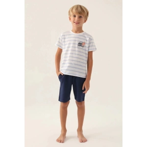 ERKEK ÇOCUK BERMUDA TAKIM - KREM MAVİ