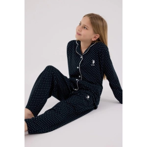 KIZ ÇOCUK GÖMLEK PİJAMA TAKIMI - LACİVERT