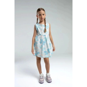 KIZ ÇOCUK ELBİSE - BEYAZ/AÇIK MAVİ