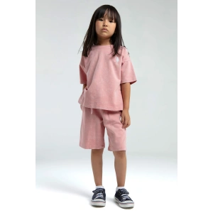 KIZ GARSON BERMUDA TAKIM - RETRO PEMBE