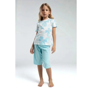 KIZ ÇOCUK KAPRİ TAKIM - BEYAZ/AÇIK MAVİ