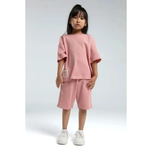 KIZ ÇOCUK BERMUDA TAKIM - RETRO PEMBE