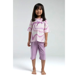 KIZ ÇOCUK KAPRİ TAKIM - KREM/TOZ PEMBE