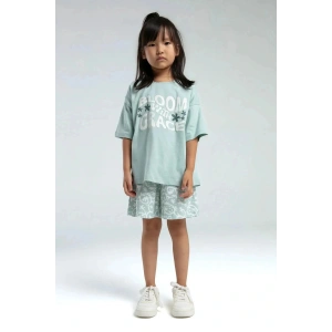 ANNE KIZ ÇOCUK ŞORT TAKIM - SU YEŞİLİ