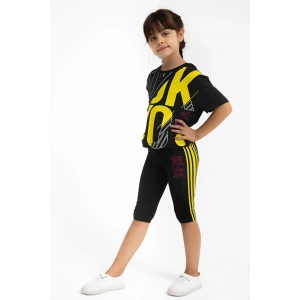 KIZ ÇOCUK KAPRİ TAYT TAKIM - SİYAH