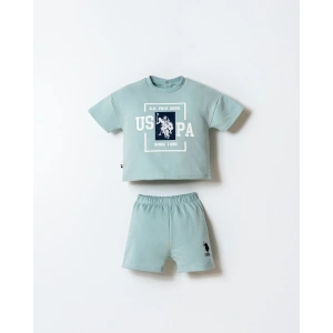U.S.POLO ASSN.ERKEK BEBEK ŞORT T-SHIRT TAKIM - SU YEŞİLİ