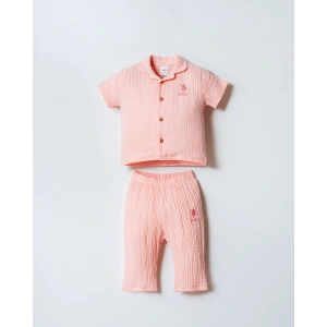 U.S POLO ASSN. KIZ BEBEK GÖMLEK PİJAMA TAKIM - PUDRA