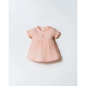 U.S POLO ASSN. KIZ BEBEK MÜSLİN ELBİSE - PUDRA